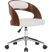 DKD Home Decor Chaise de bureau pivotante Blanc Bois courbé et similicuir