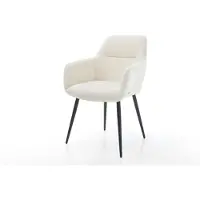 DELIFE Chaise-de-salle-à-manger Pejo-Flex bouclé blanc 4 pieds coniques noir ressorts ensachés