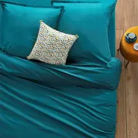 Atmosphera Housse de couette 1 personne 140 x 200 cm coton bleu canard