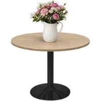 Nova Hurt Table ronde VICTORY 70 cm – Light Wood Smoke, table de cuisine moderne avec pied métallique, design scandinave