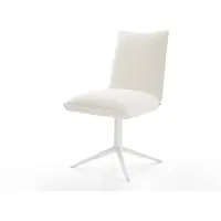 DELIFE Chaise-pivotante Lelio-Flex bouclé doux beige pied de chaise 4 branches blanc pivotement sur 360° fonction bascule resorts ensachés