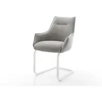 DELIFE Cantilever Alja-Flex avec accoudoirs tissu structuré doux gris pied cantilever plat blanc resorts ensachés
