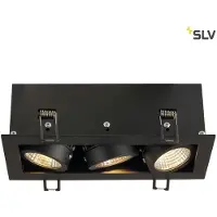 SLV Plafonnier encastré Kadux LED carré noir 3 flammes à cardan
