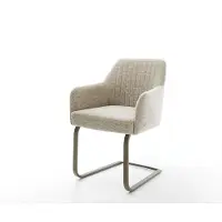 DELIFE Cantilever Greg-Flex tissu tissé doux beige pied cantilever plat aspect titane resorts ensachés
