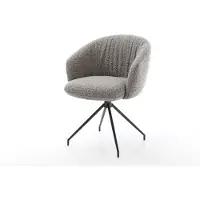 DELIFE Chaise-pivotante Caja-Flex avec accoudoirs bouclé gris argenté pied croisé conique noir pivotement sur 180° ressorts ensachés
