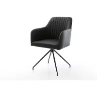 DELIFE Chaise-de-salle-à-manger Greg-Flex cuir de vache noir pied croisé conique noir ressorts ensachés