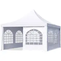 TOOLPORT Tente Barnum de Réception 4x4 m Bâches PVC 750 N blanc Cadre de Sol Jardin