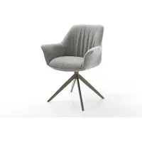 DELIFE Chaise-pivotante Keila-Flex avec accoudoirs tissu structuré doux gris pied croisé large aspect titane pivotement sur 360° fonction bascule