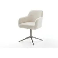 DELIFE Chaise-pivotante Greg-Flex peluche crème-blanc pied de chaise 4 branches grafiete pivotement sur 360° fonction bascule resorts ensachés
