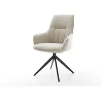 DELIFE Chaise-pivotante Zelia-Flex avec accoudoirs tissu tissé doux beige pied croisé large noir pivotement sur 360° fonction bascule resorts ensachés