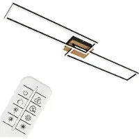 Briloner Plafonnier LEUCHTEN FRAME, 40 W, 4400 lm, IP20, noir, métal-plastique-bois, intensité lumineuse variable, avec télécommande, CCT, 110 x 24,8 x 8,5 cm
