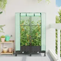 Prolenta Maison Exclusive - 2 jardinières avec couvercle de serre et roues, en PP