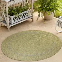 HomebyHome Tapis Intérieur Extérieur Tissage Plat Aspect Sisal avec Bordure Imperméable pour Cuisine Terrasse Salon, Taille: 160 cm rond