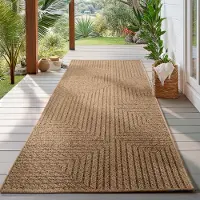 HomebyHome Tapis Intérieur Extérieur Imperméable Aspect Naturel Jute Idéal pour Salon Cuisine Terrasse et Balcon, Taille: 80x150 cm