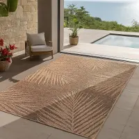 Teppium Tapis Extérieur 200x290 cm Résistant aux Intempéries Facile d’Entretien Aspect Jute Naturel Design Palmiers pour Salon Chambre Terrasse Balcon Jardin