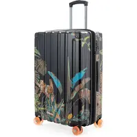 Hauptstadtkoffer Q-Damm - Valise de voyage taille M, coque rigide brillante, roulettes silencieuses, trolley extensible pour plus de bagages, TSA, 68 cm, Jungle Edition,Leopard