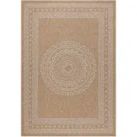 Teppium Tapis Intérieur Extérieur 140x200 cm, tapis moderne aspect jute naturelle, résistant à l’eau et facile d’entretien