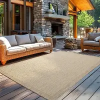 Carpetsale24 Tapis Intérieur Extérieur Terrasse Balcon Cuisine Aspect Sisal Tissage Plat Imperméable Uni Structuré, Taille: 80x150 cm