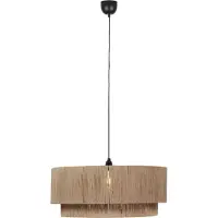 TRIO Lampe suspendue Japandi noire avec corde marron 60cm - Smilla