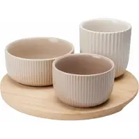 Koopman Set de coupes en céramique pour snacks LINY sur une planche en bambou