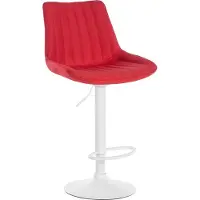 CLP Tabouret de bar Toni, revêtement en tissu, pivotant et réglable en hauteur de manière progressive. Couleur : rouge. Structure : blanche