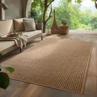 HomebyHome Tapis Intérieur Extérieur Imperméable Aspect Naturel Jute Idéal pour Salon Cuisine Terrasse et Balcon, Taille: 120x170 cm