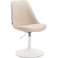 CLP Chaise de salle à manger Maverick en tissu, pivotante et réglable en hauteur en continu, couleur crème, piètement blanc