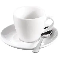 Esmeyer 6 tasses à espresso 0,10 ltr avec soucoupe - en porcelaine lourde blanche forme BISTRO , 433-214