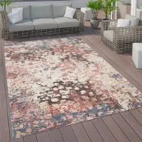 Paco Home Tapis d'intérieur et d'extérieur Tapis de terrasse Tapis de cuisine Vintage Pastel Motifs abstraits Taille 200 cm Rond