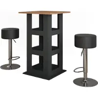 Vicco Set de table de bar Repose Chêne doré/anthracite 65x65cm avec 2 tabourets de bar, Model 55737