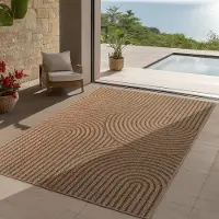 Teppium Tapis Extérieur 240x340 cm XL Résistant aux Intempéries Facile d’Entretien Aspect Jute Naturel Design Scandinave Boho pour Salon Terrasse Balcon