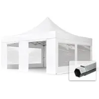 TOOLPORT 5x5 m Tonnelle pliante Alu, PVC 850, côtés panoramiques, blanc