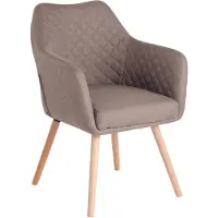 CLP Chaise de salle à manger Gent avec accoudoirs, fauteuil à structure en bois, chaise de cuisine moderne, couleur taupe, structure couleur naturel