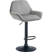 CLP Tabouret de bar Braga, revêtement en velours, structure métallique, réglable en hauteur et pivotant | Couleur : gris, structure : noir