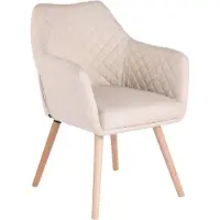 CLP Chaise de salle à manger Gent avec accoudoirs, fauteuil à structure en bois, chaise de cuisine moderne, structure couleur crème, finition naturelle