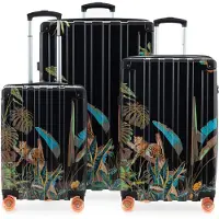 Hauptstadtkoffer Q-Damm - Set de valises 3 pièces, set de bagages, valise coque dure robuste, extension 4 roulettes, bagage à main & check-in trolleys, Jungle Edition,Leopard