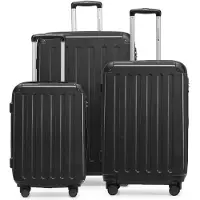 Hauptstadtkoffer - Alex - Koffer-Set 3-teilig, Rollkoffer Trolleys 4 Rollen mit Erweiterung, Handgepäck und Check-In Gepäck für jede Reiseart, TSA,Schwarz