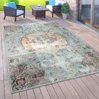 Paco Home Tapis d'extérieur Balcon Terrasse Tapis de cuisine vintage Motifs orientaux Losanges Ethnique Dimensions 120 x 170 cm