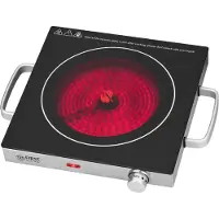 TZS First Austria Plaque de cuisson infrarouge, Plaque de cuisson amovible, Noir, Argent