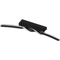 TRIO Plafonnier LED, noir, forme de vague, L 79 cm