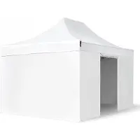 TOOLPORT 3x4,5 m Tonnelle pliante Alu, PES 800, côtés sans fenêtre, blanc