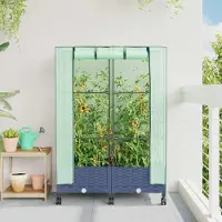 Prolenta Maison Exclusive - 2 jardinières avec couvercle de serre et roues, en PP