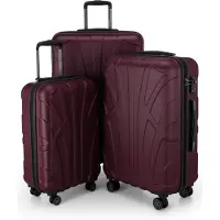 Suitline - Set de 3 valises à roulettes valise rigide 4 roulettes trolley bagage à main et bagage à main valise extensible Travel Luggage Set de bagages Hardcase ABS, TSA,Bourgogne