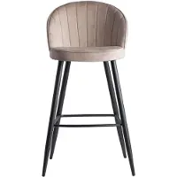 Wohnling Chaise de bar velours beige tabouret avec dossier 56x102,5x52,5 cm |