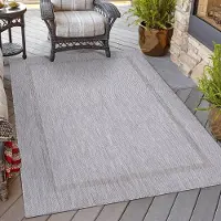 HomebyHome Tapis Intérieur Extérieur Tissage Plat Aspect Sisal avec Bordure Imperméable pour Cuisine Terrasse Salon, Taille: 120x170 cm