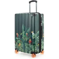 Hauptstadtkoffer Q-Damm - Valise de voyage taille M, coque rigide brillante, roulettes silencieuses, trolley extensible pour plus de bagages, TSA, 68 cm, Jungle Edition,Parrots