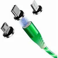 MonkeyTEC câble de charge magnétique 3 en 1 lumineux pour iPhone/MicroUSB/USB-C