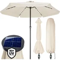 Parasol droit en aluminium crème 3,3m Athènes avec éclairage LED