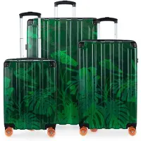 Hauptstadtkoffer Q-Damm - Set de valises 3 pièces, set de bagages, valise coque dure robuste, extension 4 roulettes, bagages à main & check-in Trolleys, Jungle Edition,Floral