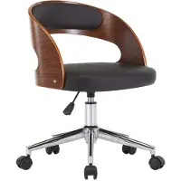 Syfax Chaise de salle à manger Pivotante Noir Bois courbé et similicuir